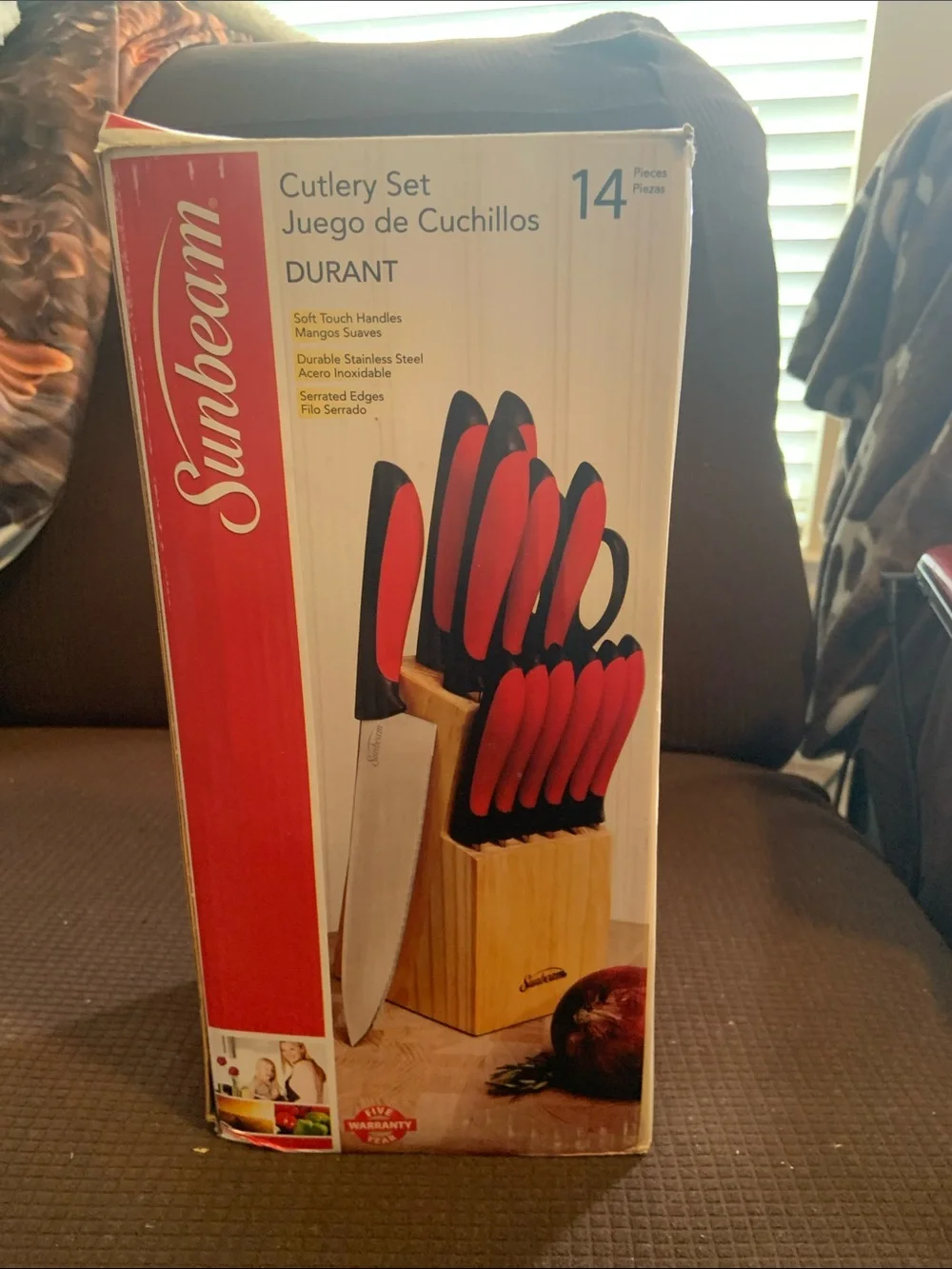 Sunbeam Red and Black 14-Piece Knife Block Set